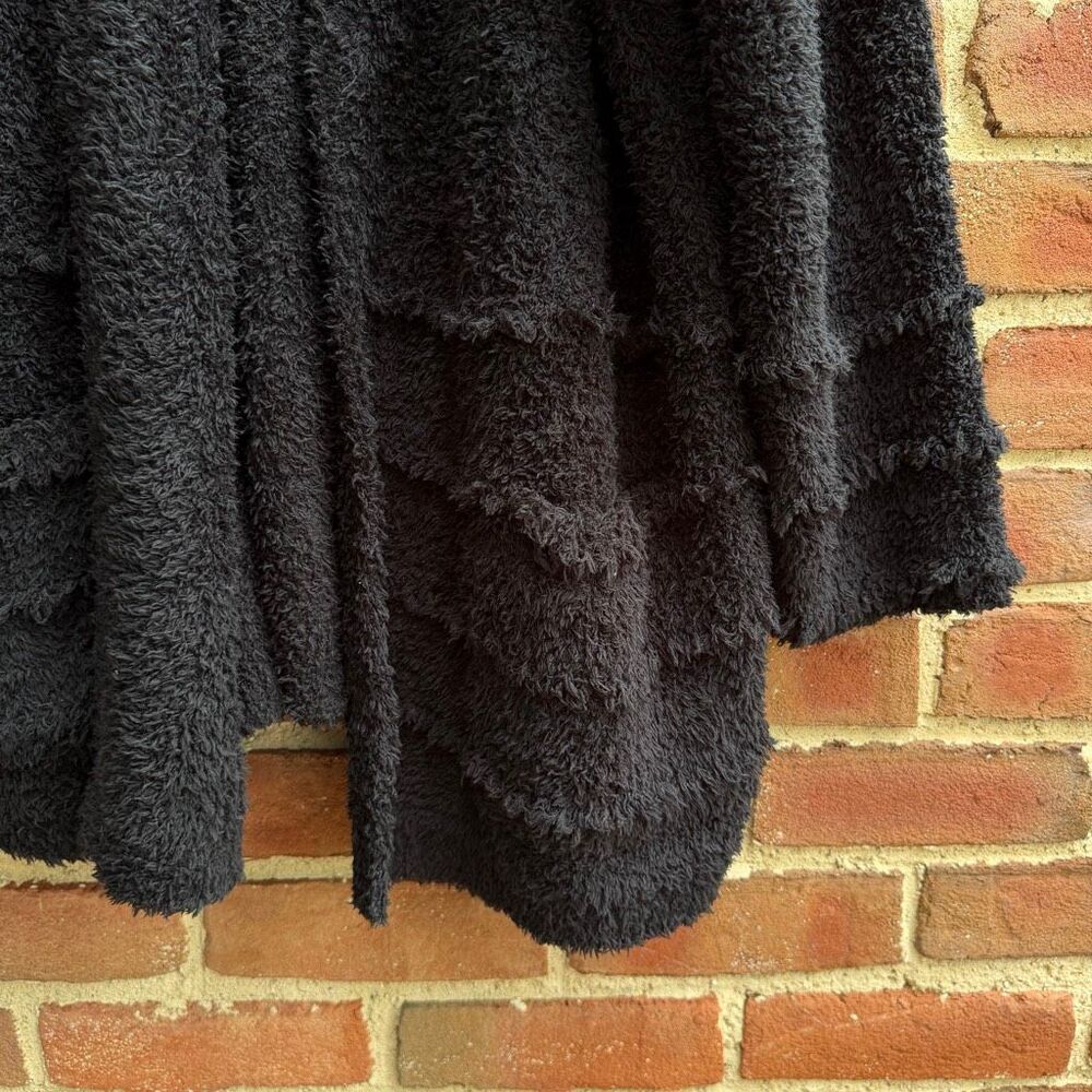 Barefoot Dreams $158 Cozychic Boardwalk Cardigan black Open Front Pockets Relaxe - Picture 2 of 4